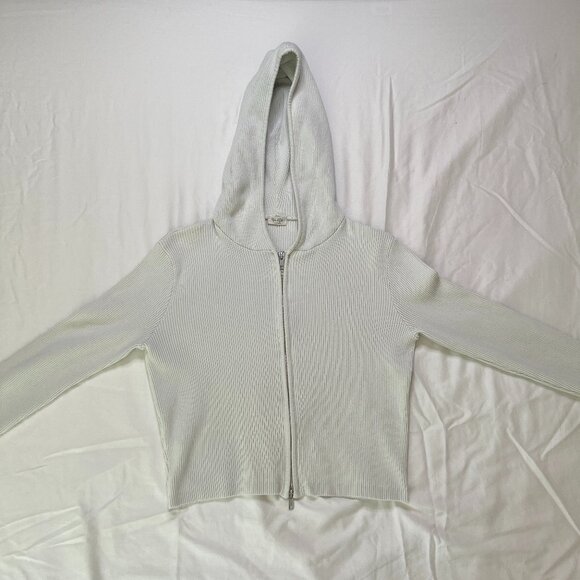 Brandy Melville Tops - John Galt Arden Double Zip Ribbed Hoodie, One Size, White